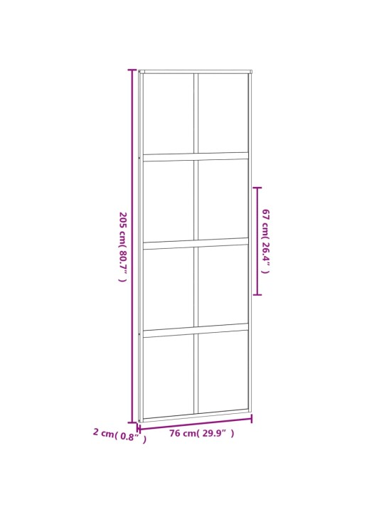 Liukuovi musta 76x205 cm karkaistu lasi ja alumiini