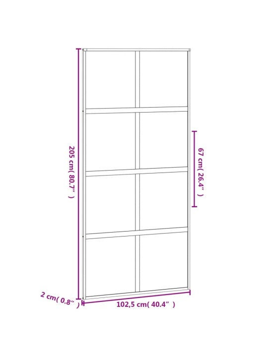 Liukuovi musta 102,5x205 cm karkaistu lasi ja alumiini