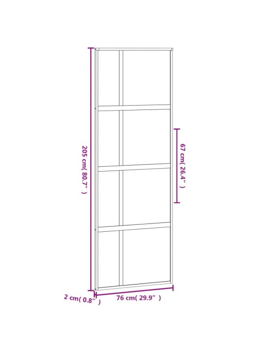 Liukuovi musta 76x205 cm karkaistu lasi ja alumiini