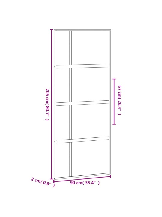 Liukuovi musta 90x205 cm karkaistu lasi ja alumiini