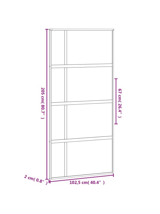 Liukuovi musta 102,5x205 cm karkaistu lasi ja alumiini