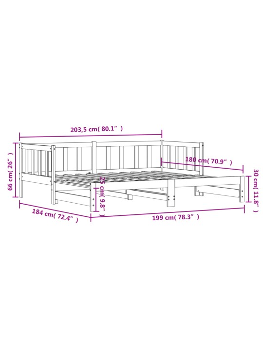 Vuodesohva rullilla musta 90x200 cm täysi mänty