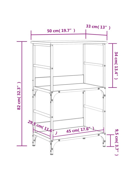 Kirjahylly musta 50x33x82 cm tekninen puu