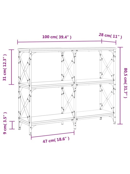 Konsolipöytä musta 100x28x80,5 cm tekninen puu