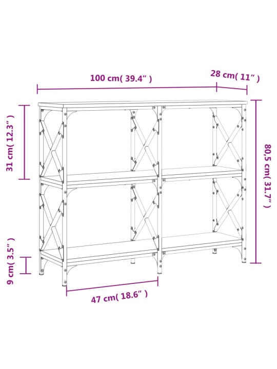 Konsolipöytä ruskea tammi 100x28x80,5 cm tekninen puu