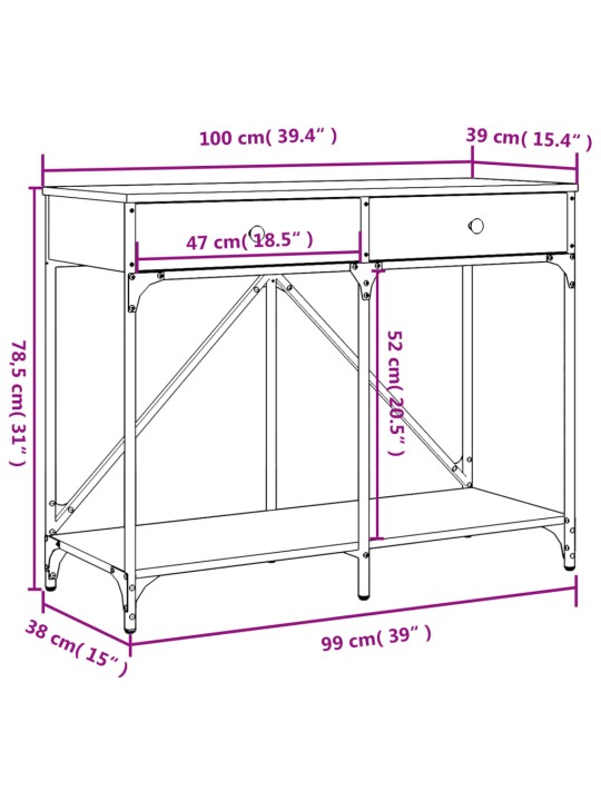 Konsolipöytä musta 100x39x78,5 cm tekninen puu