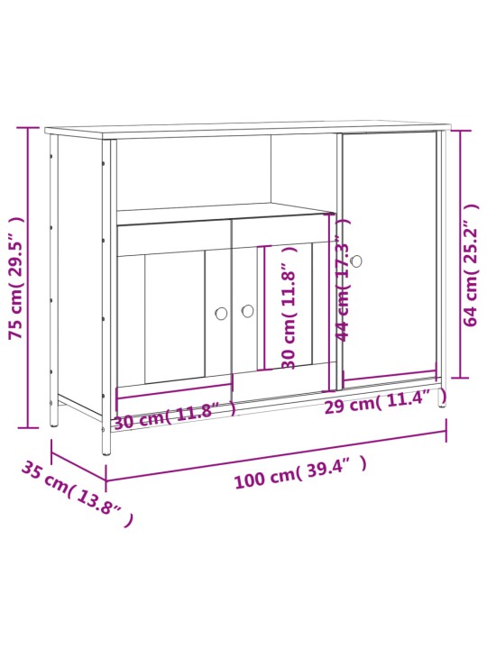 Senkki musta 100x35x75 cm tekninen puu