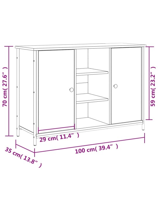 Senkki ruskea tammi 100x35x70 cm tekninen puu