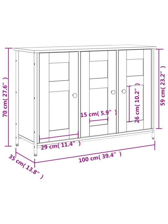 Senkki ruskea tammi 100x35x70 cm tekninen puu