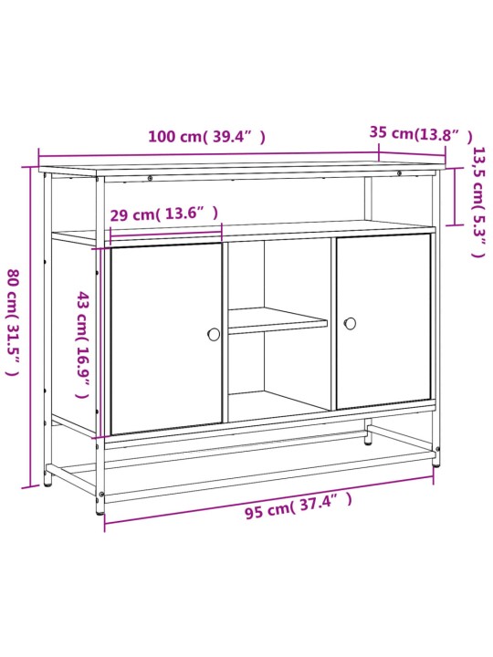 Senkki ruskea tammi 100x35x80 cm tekninen puu