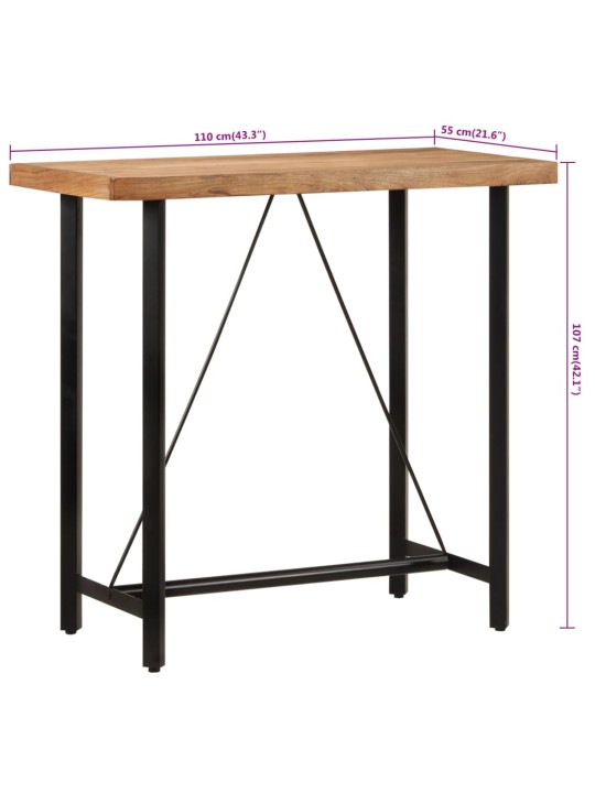 Baaripöytä 110x55x107 cm täysi akasiapuu ja rauta