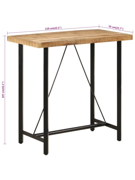 Baaripöytä 110x55x107 cm täysi mangopuu ja rauta