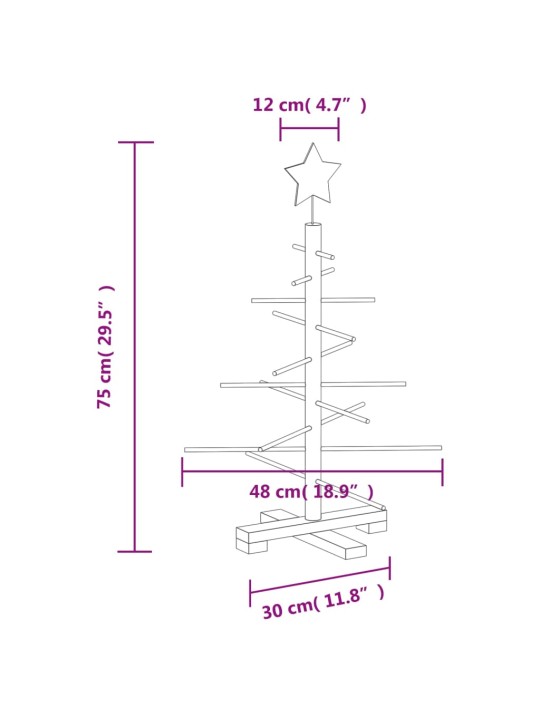 Puinen koristejoulukuusi 75 cm täysi mänty