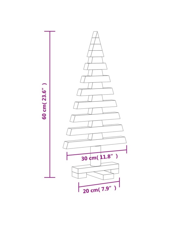 Puinen koristejoulukuusi 60 cm täysi mänty