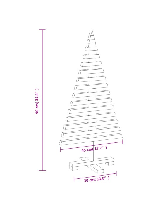 Puinen koristejoulukuusi 90 cm täysi mänty