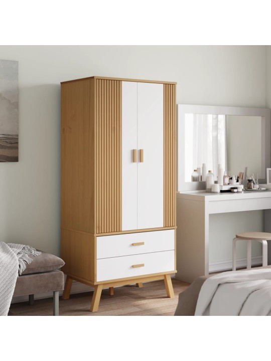 Vaatekaappi olden valkoinen ja rusk. 76,5x53x172 cm täysi mänty