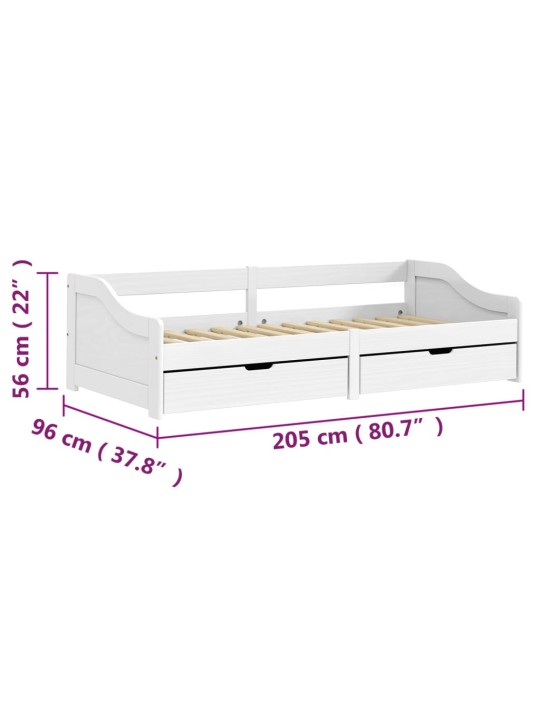 Sohvasänky 2 laatikolla IRUN valkoinen 90x200 cm täysi mänty