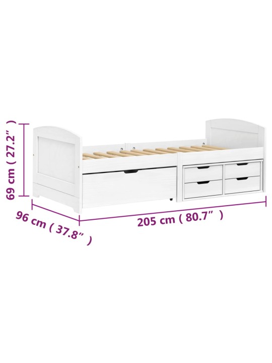 Sohvasänky 5 laatikolla IRUN valkoinen 90x200 cm täysi mänty