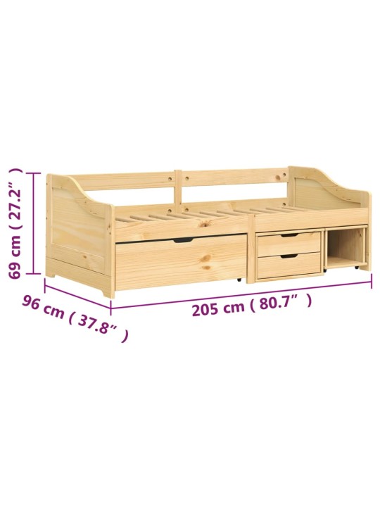 Sohvasänky 3 laatikolla IRUN 90x200 cm täysi mänty