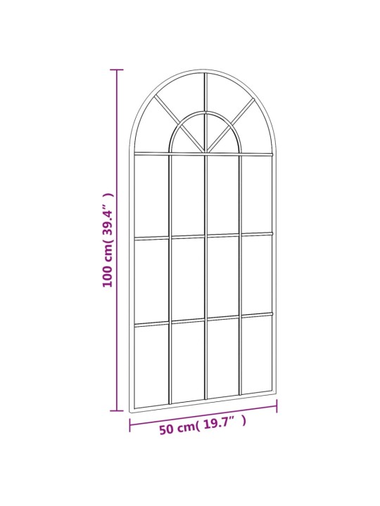 Seinäpeili musta 50x100 cm kaari rauta