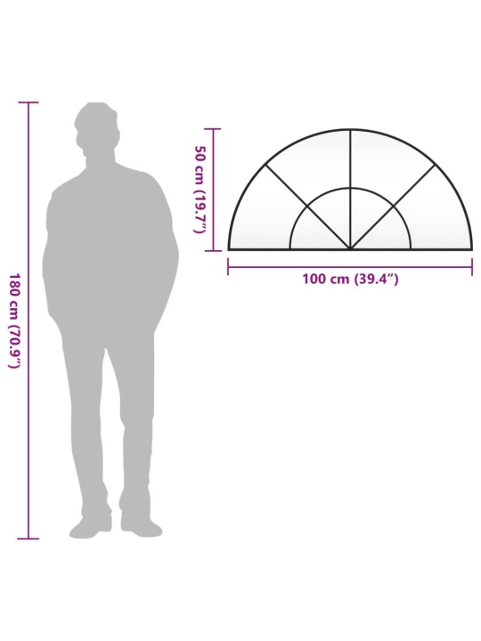 Seinäpeili musta 100x50 cm kaari rauta