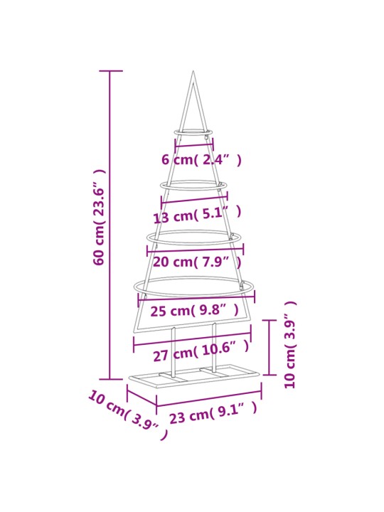 Metallinen koristejoulukuusi musta 60 cm