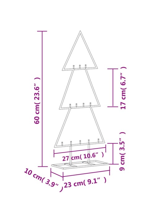 Metallinen koristejoulukuusi musta 60 cm