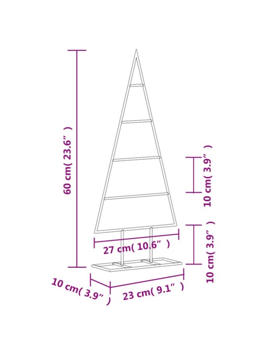 Metallinen koristejoulukuusi musta 60 cm