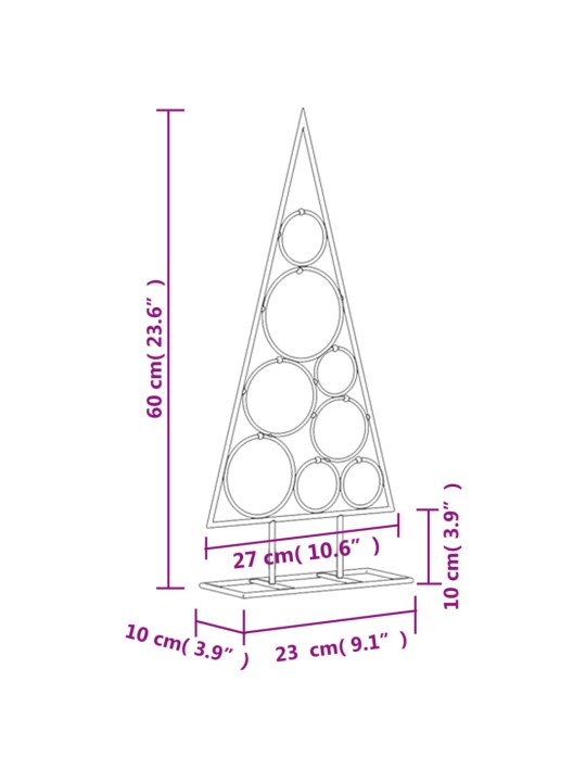 Metallinen koristejoulukuusi musta 60 cm