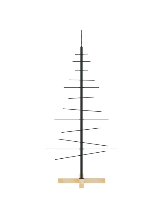 Metallinen joulukuusi puujalustalla musta 120 cm