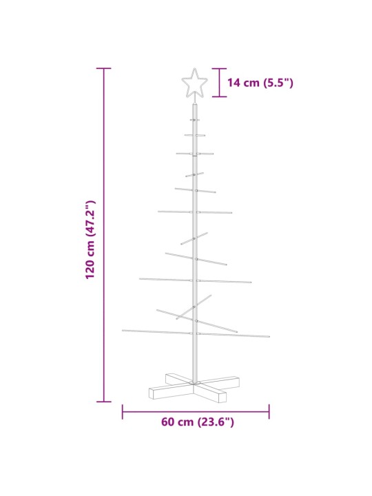 Metallinen joulukuusi puujalustalla musta 120 cm