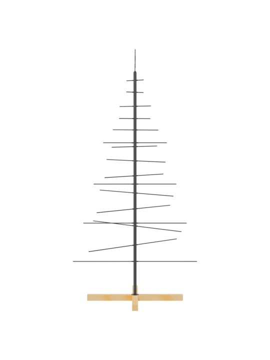 Metallinen joulukuusi puujalustalla musta 150 cm