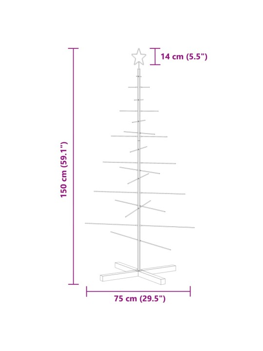 Metallinen joulukuusi puujalustalla musta 150 cm