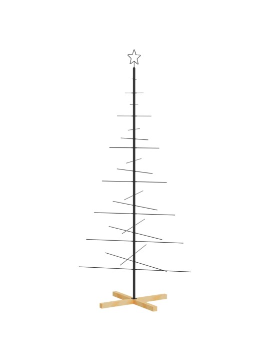 Metallinen joulukuusi puujalustalla musta 180 cm