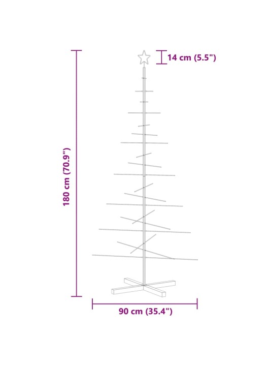 Metallinen joulukuusi puujalustalla musta 180 cm