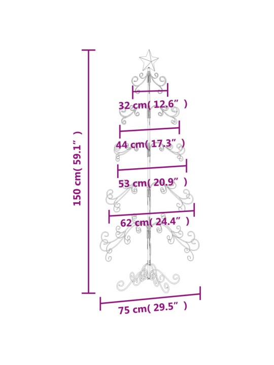 Metallinen koristejoulukuusi musta 150 cm