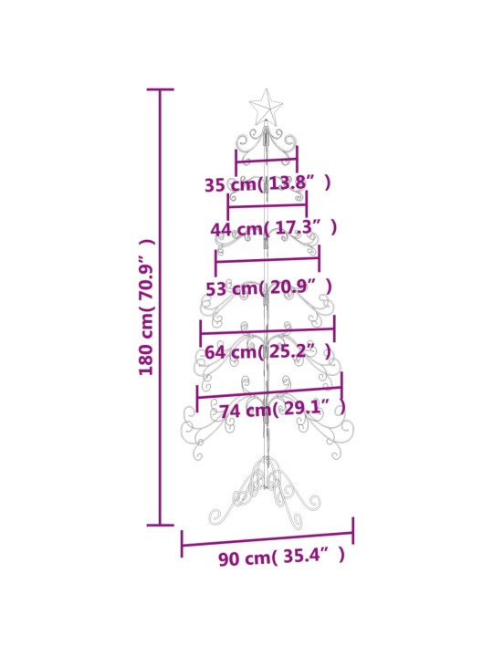 Metallinen koristejoulukuusi musta 180 cm