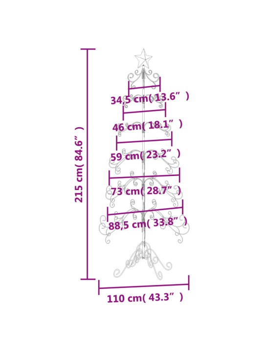 Metallinen koristejoulukuusi musta 215 cm