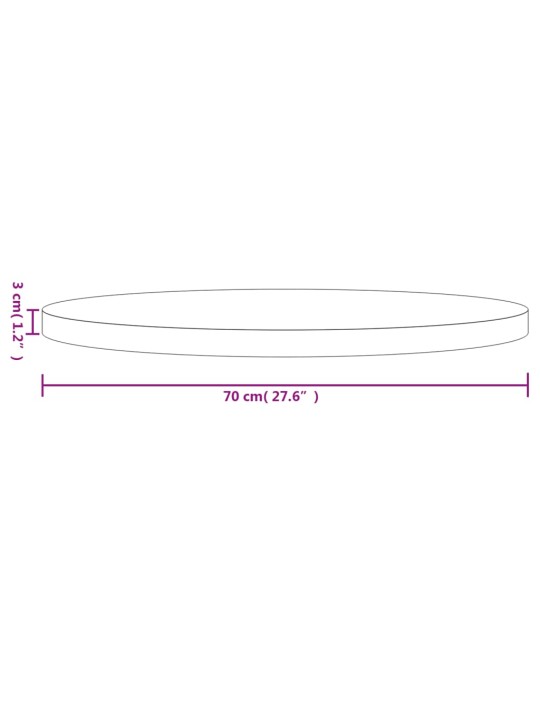 Pöytälevy pyöreä Ø70x3 cm täysi mänty