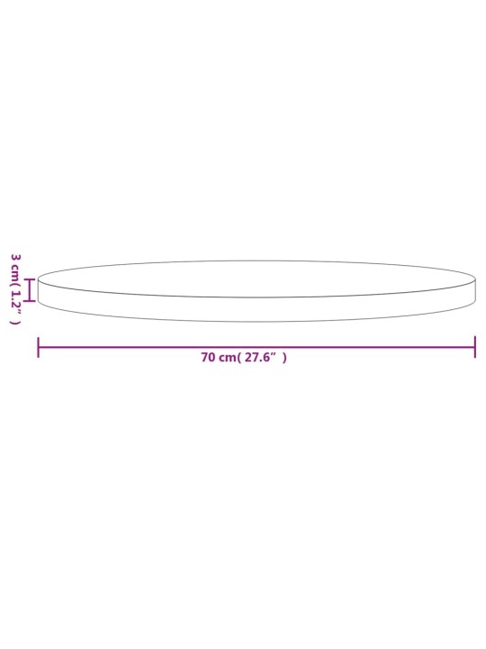 Pöytälevy pyöreä valkoinen Ø70x3 cm täysi mänty