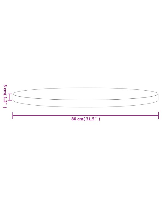 Pöytälevy pyöreä Ø80x3 cm täysi mänty