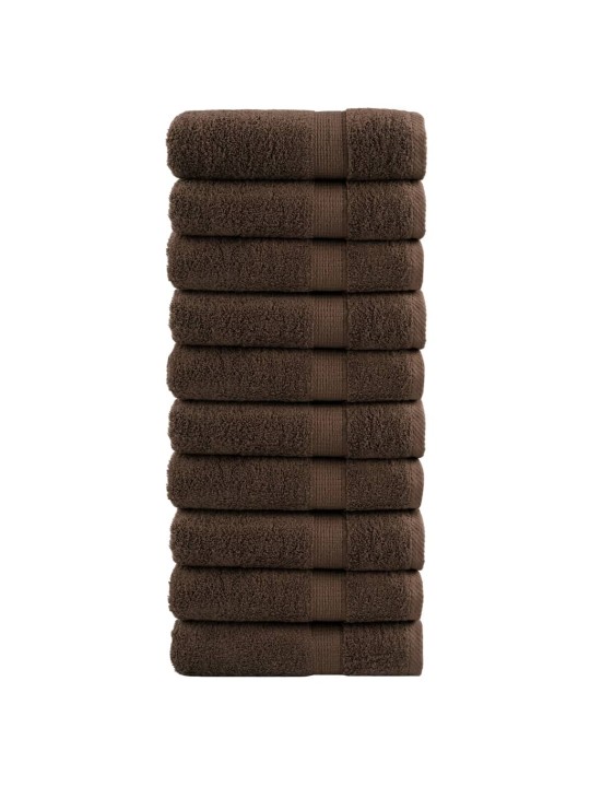 Premium pyyhkeet solund 10 kpl ruskea 50x100 cm 600 gsm