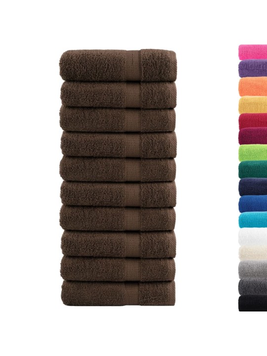 Premium pyyhkeet solund 10 kpl ruskea 50x100 cm 600 gsm