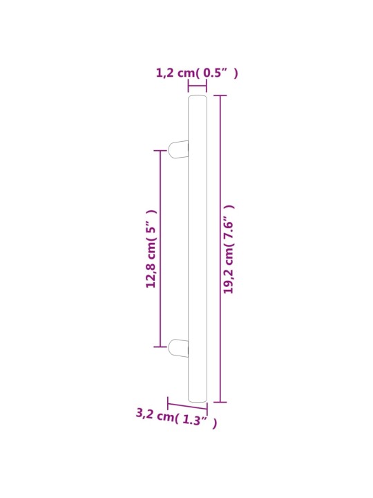 Kaapin kahvat 20 kpl hopea 128 mm ruostumaton teräs