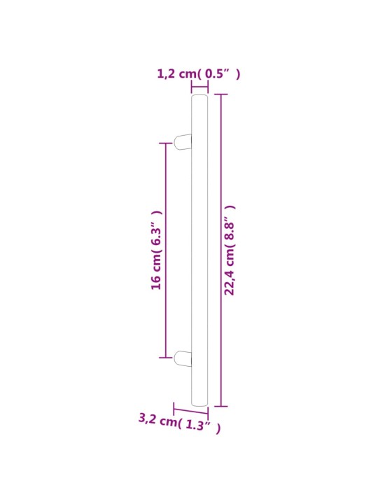 Kaapin kahvat 20 kpl hopea 160 mm ruostumaton teräs