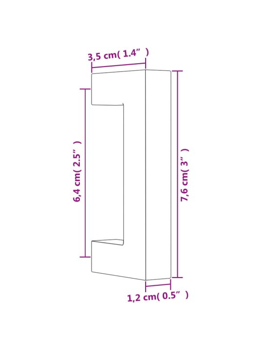 Kaapin kahvat 20 kpl hopea 64 mm ruostumaton teräs