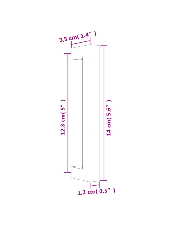 Kaapin kahvat 20 kpl hopea 128 mm ruostumaton teräs