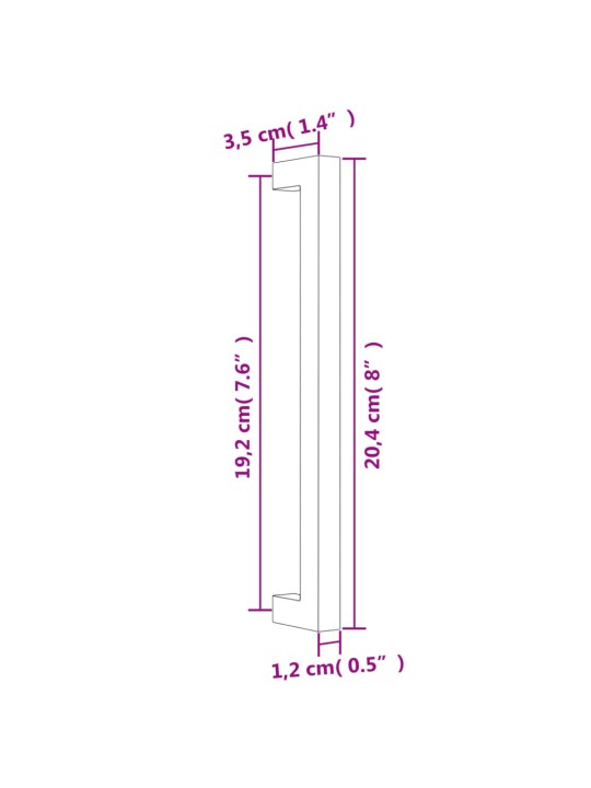 Kaapin kahvat 20 kpl hopea 192 mm ruostumaton teräs