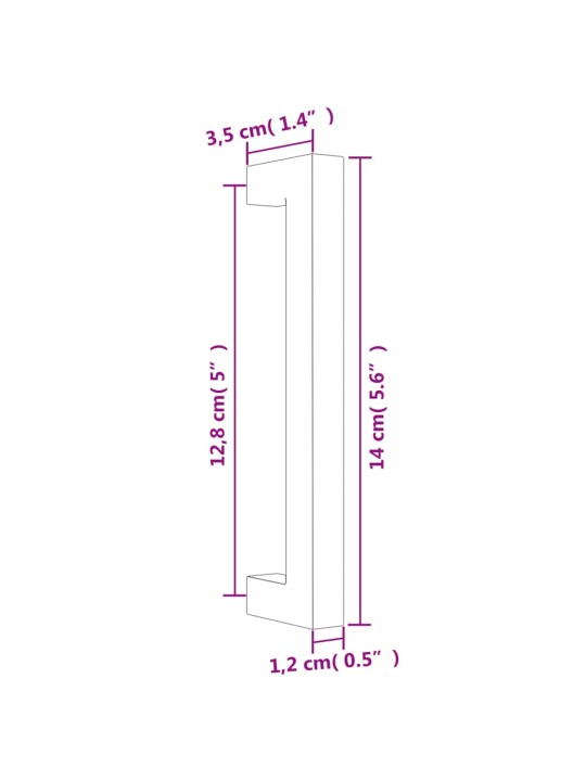 Kaapin kahvat 20 kpl kulta 128 mm ruostumaton teräs