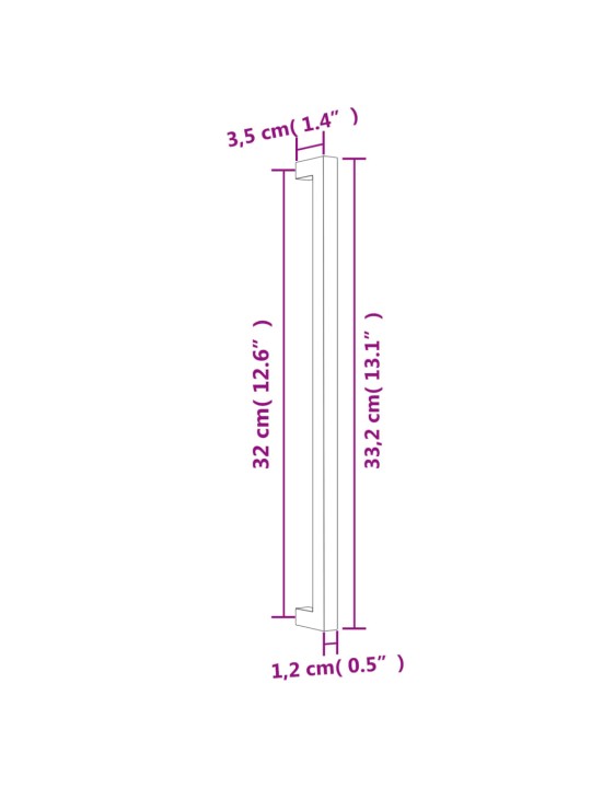 Kaapin kahvat 10 kpl kulta 320 mm ruostumaton teräs